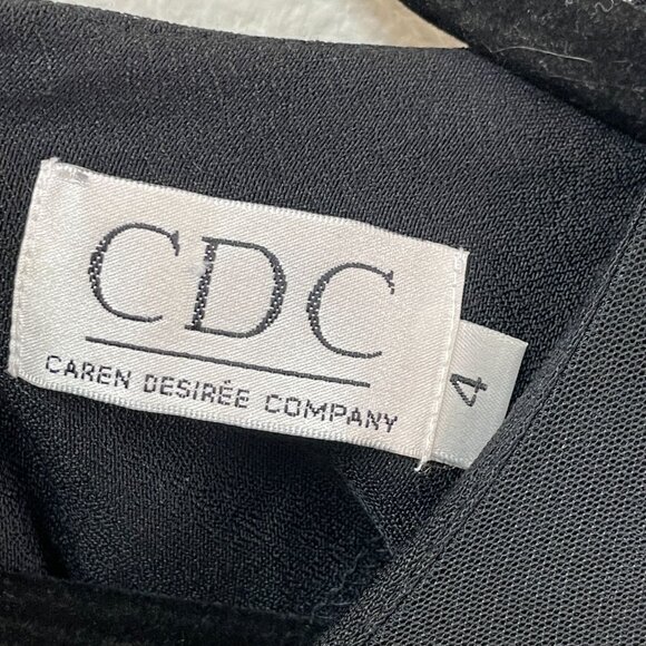 Vintage CDC Womens 4 Black Maxi Dress Short Sleeve Embroidered Bodice Babydoll - Picture 3 of 16